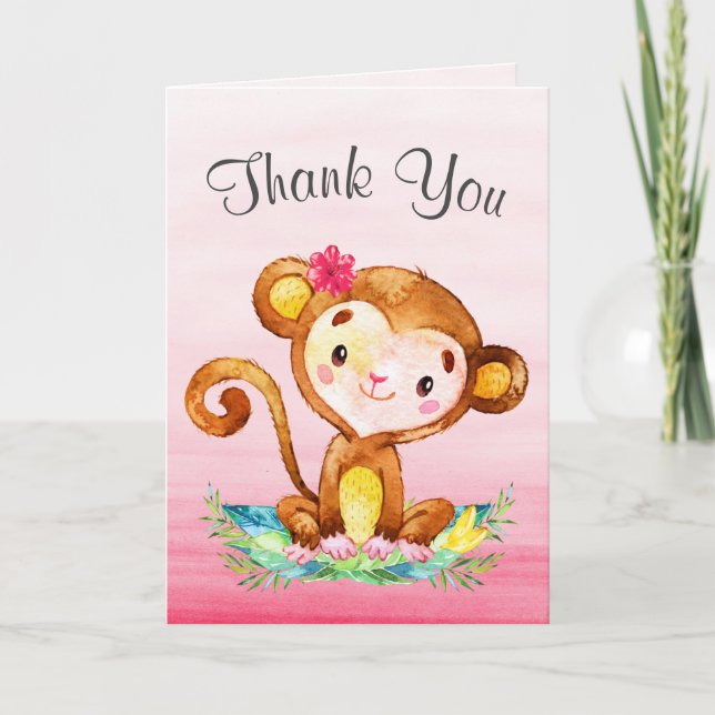 Aquarelle Singe Merci fille (Devant)