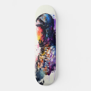 Aquarelle Skateboard Spaceman