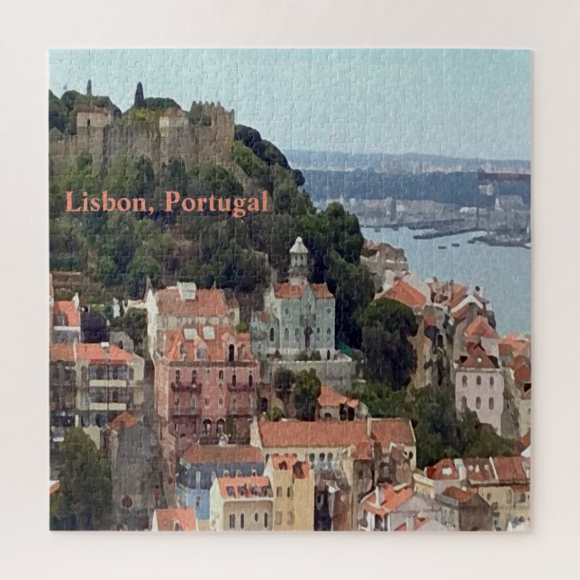 Aquarelle Skyline Lisbonne Jigsaw Puzzle Puzzle (Vertical)
