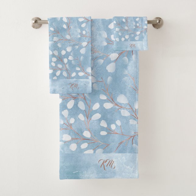 Aquarelle Snowdrops Motif Dusty Blue ID726 (En situation)