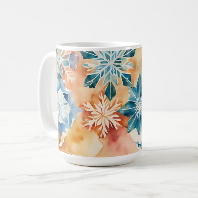 Aquarelle Snowflakes Christmas Mug (Devant gauche)