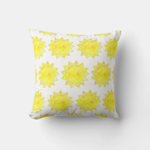 Aquarelle solaire jaune Motif oreiller