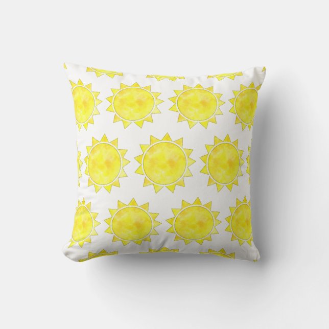 Aquarelle solaire jaune Motif oreiller (Recto)