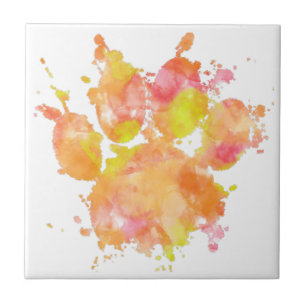 Aquarelle Splash Chien Empreinte de patte Carreaux