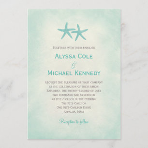 Aquarelle Starfish Beach Mariage Invitation