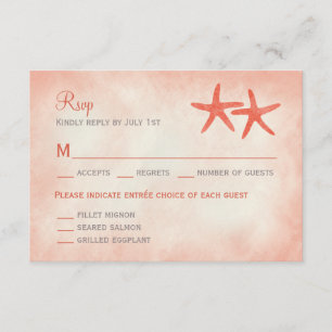 Aquarelle Starfish RSVP/Carte de réponse Corail