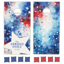 Aquarelle Stars Stripe American Pride Nom de famil