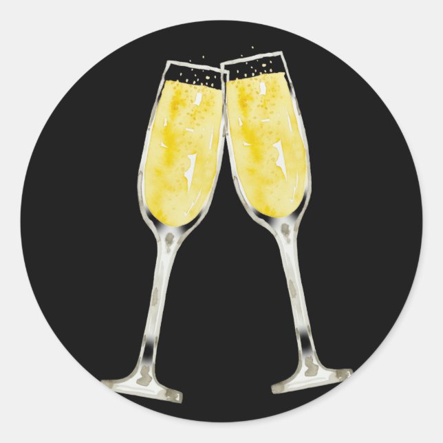 Aquarelle Sticker Champagne Flutes (Devant)