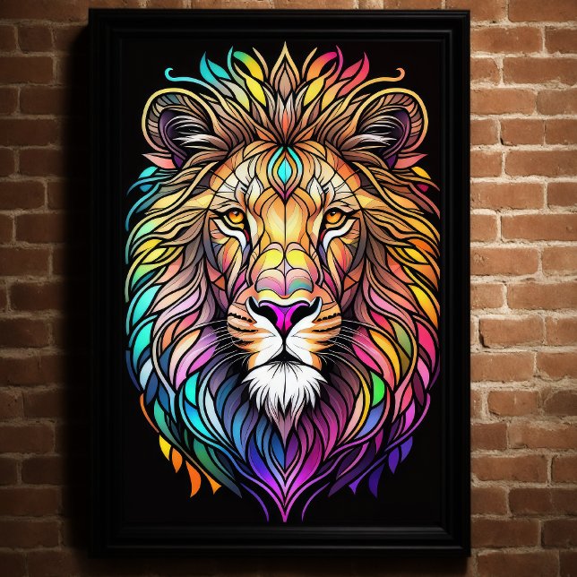 Aquarelle Style verre tendu Lion 2:3 Poster (Créateur téléchargé)