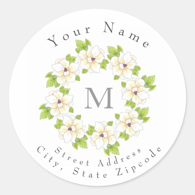 Aquarelle, stylo et encre Magnolia étiquettes de c (Devant)