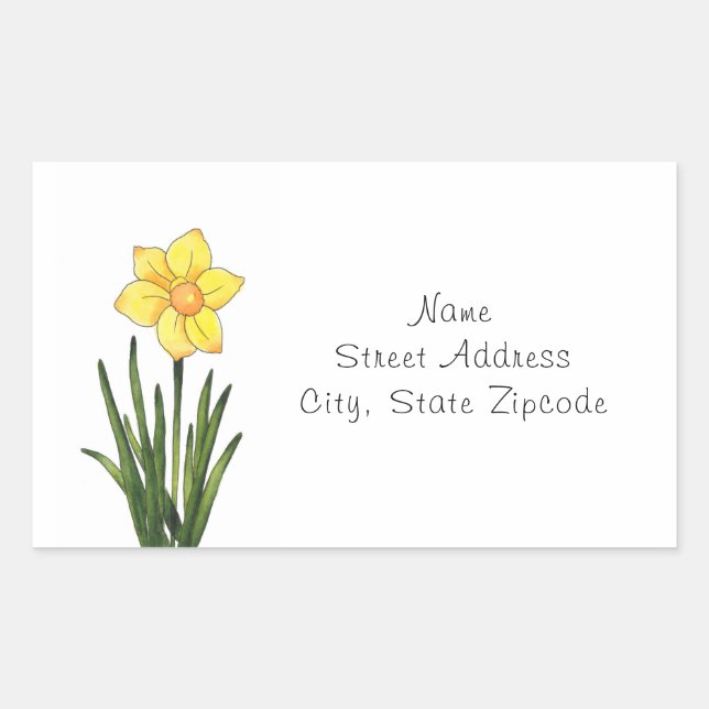 Aquarelle, stylo et Étiquette jonquille d'encre (Devant)