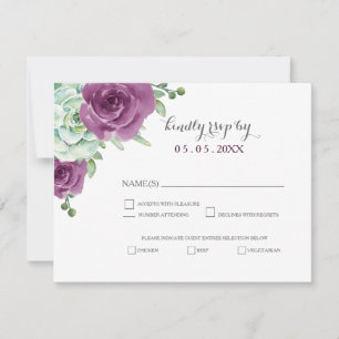 aquarelle succulent prune mariage rose rsvp