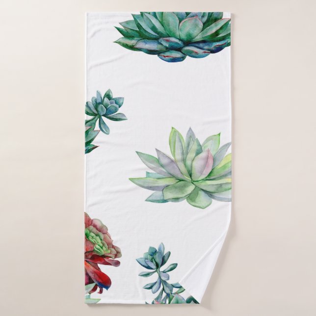 Aquarelle succulent sans soudure motif, echeverie (Serviette de bain)