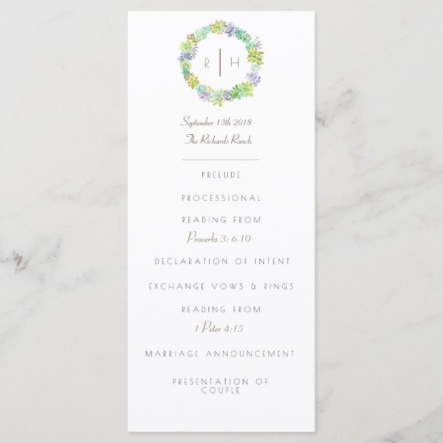 Aquarelle Succulente Bliss | Initiale | Programme (Devant)