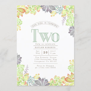 Aquarelle Succulente Bliss   Invitation de fête d'