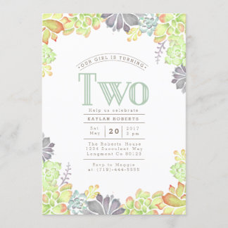Aquarelle Succulente Bliss | Invitation de fête d'