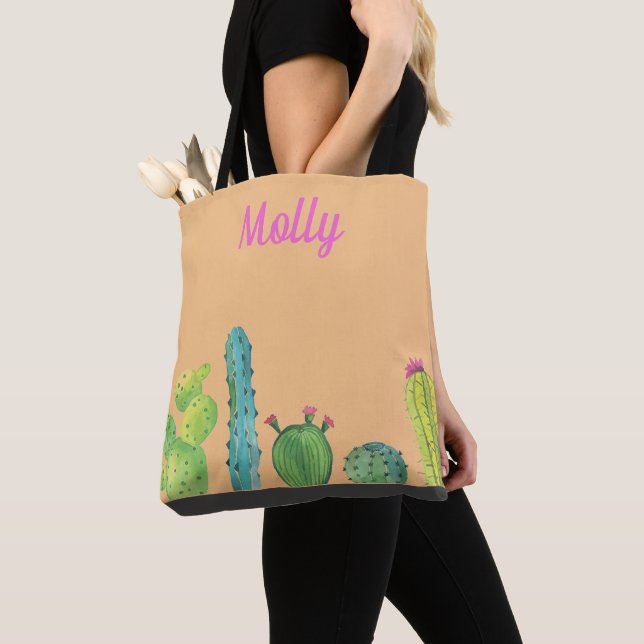 Aquarelle Succulente Cactus Personnaliser le sac d (De près)