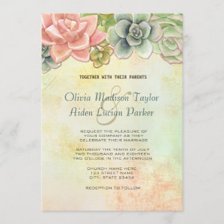 Aquarelle Succulente Faire-part de mariage Florale