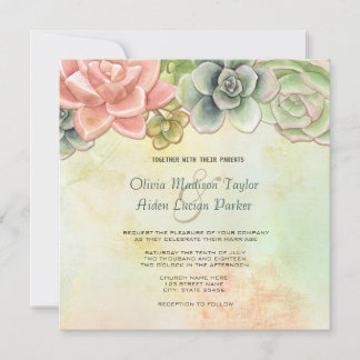 Aquarelle Succulente Faire-part de mariage Florale