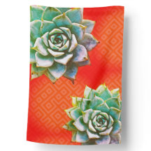 Aquarelle Succulente sur drapeau orange