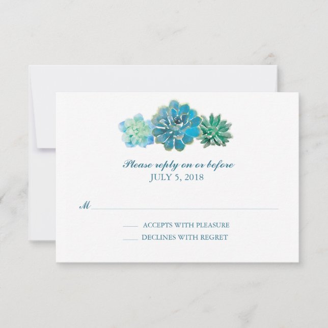 Aquarelle Succulente Trio | Mariage RSVP (Devant)