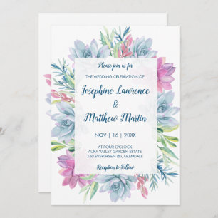 Aquarelle Succulents Invitations de mariage