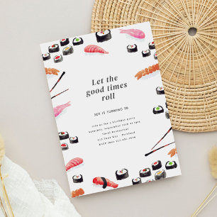 Aquarelle Sushi Anniversaire Fête Invitation