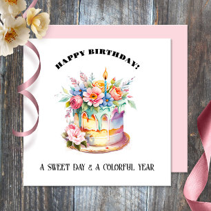 Aquarelle Sweet Cake Joyeux carte d'anniversaire