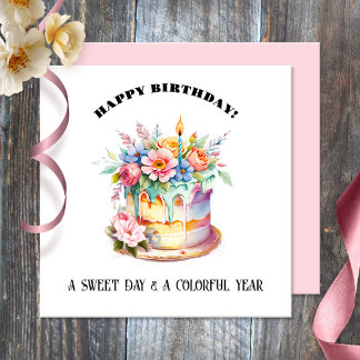 Aquarelle Sweet Cake Joyeux carte d'anniversaire