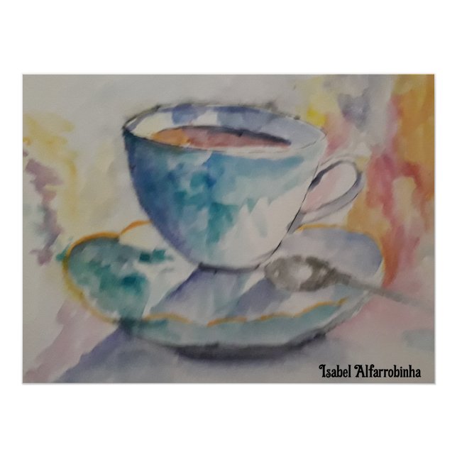 Aquarelle tasse et soucouette Poster (Créateur téléchargé)