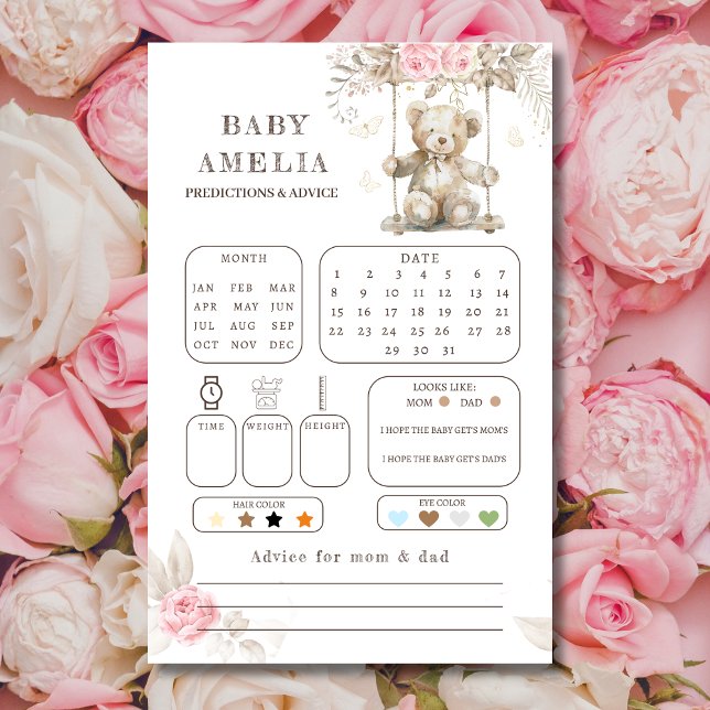 Aquarelle Teddy Bear Pink Floral Prédiction (Créateur téléchargé)