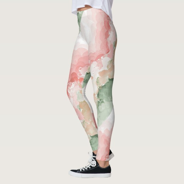Aquarelle teinte rouge vert blanc tricolor Legging (Gauche)