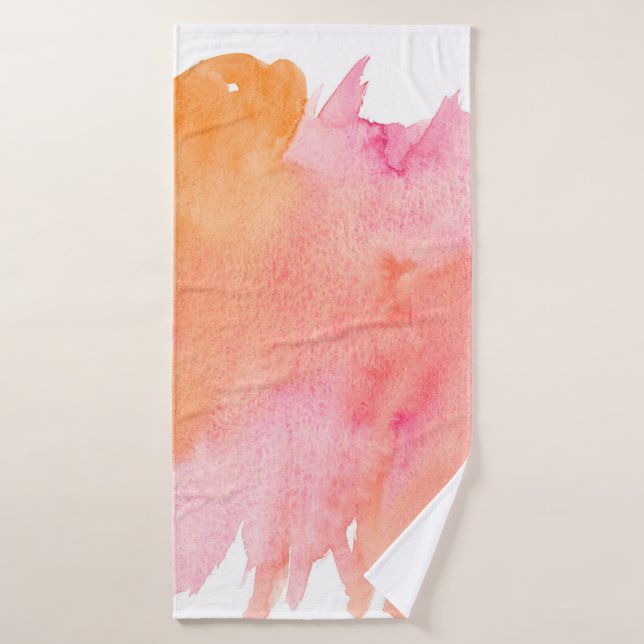 Aquarelle texture rose orange (Serviette de bain)