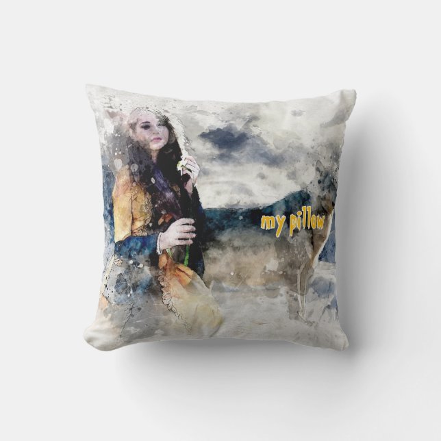 Aquarelle texturée Coussin monographique (Recto)