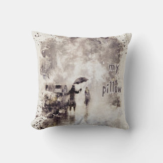 Aquarelle texturée Coussin monographique