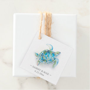 Aquarelle Tortue de mer Favoriser les étiquettes