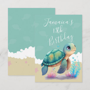Aquarelle Tortue Océan Anniversaire Merci