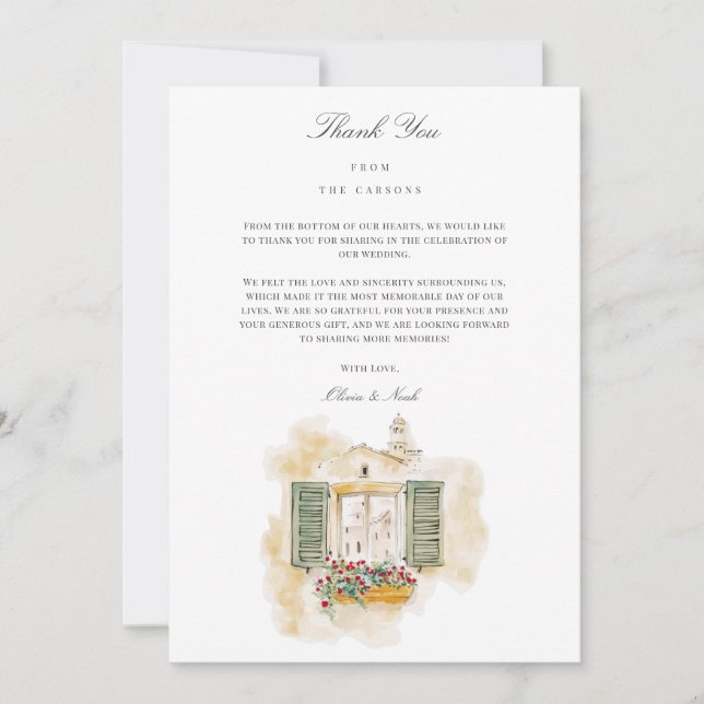 Aquarelle toscane Carte de remerciements italien (Devant)