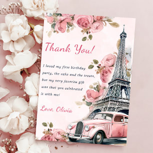 Aquarelle Tour Eiffel Carte de remerciements d'ann