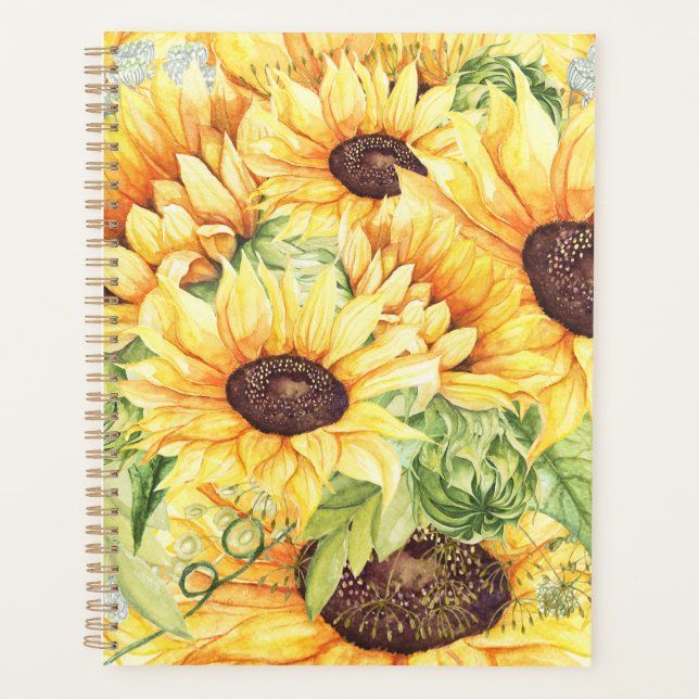 Aquarelle tournesols jaune verdure (Devant)