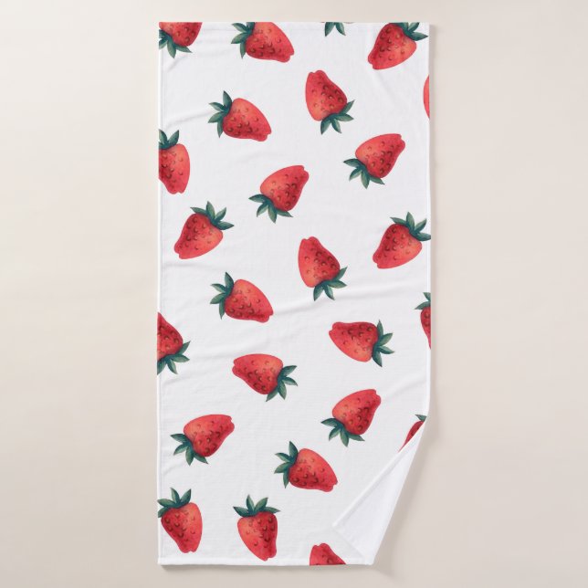 Aquarelle transparente motif avec fraises (Serviette de bain)