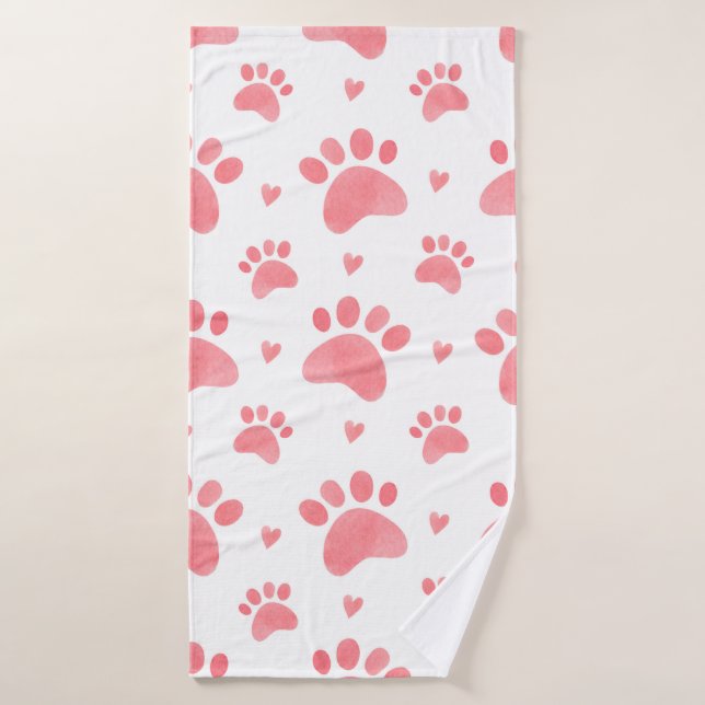 Aquarelle transparente motif des pattes de chat (Serviette de bain)