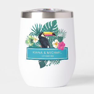 Aquarelle Tropical avec Mariage Toucan ID Turquois
