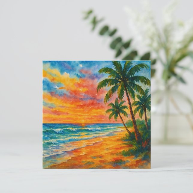 Aquarelle Tropical Beach Sunset (Debout devant)