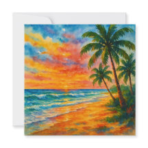 Aquarelle Tropical Beach Sunset