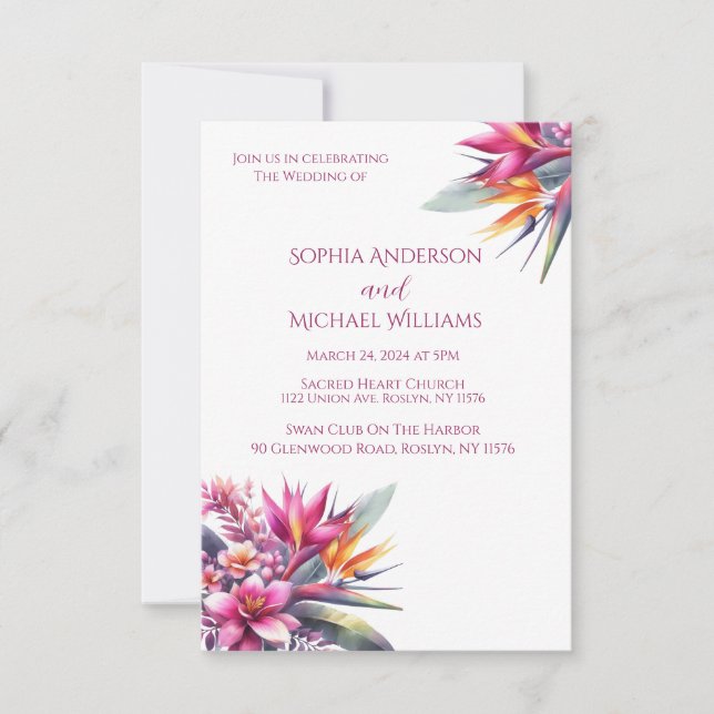 Aquarelle Tropical Bliss-Mariage Thème Invitation (Devant)