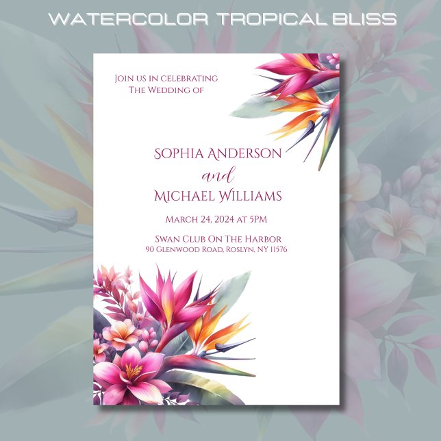 Aquarelle Tropical Bliss-Mariage Thème Invitation (Watercolor Tropical Bliss Wedding Collection- Invitation)