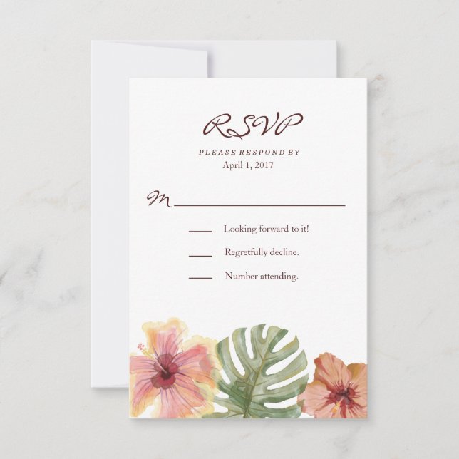 Aquarelle Tropical Destination Wedding RSVP (Devant)
