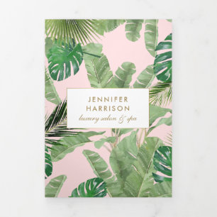 Aquarelle Tropical Feuille Pink Salon Brochure