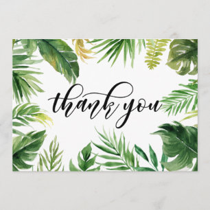 Aquarelle Tropical Feuilles Carte de remerciements
